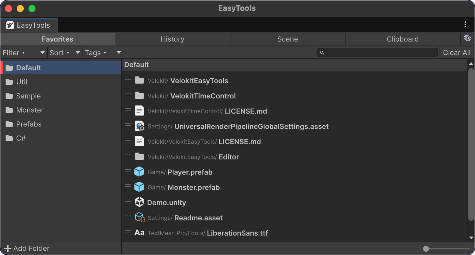EasyTools Favorites Panel